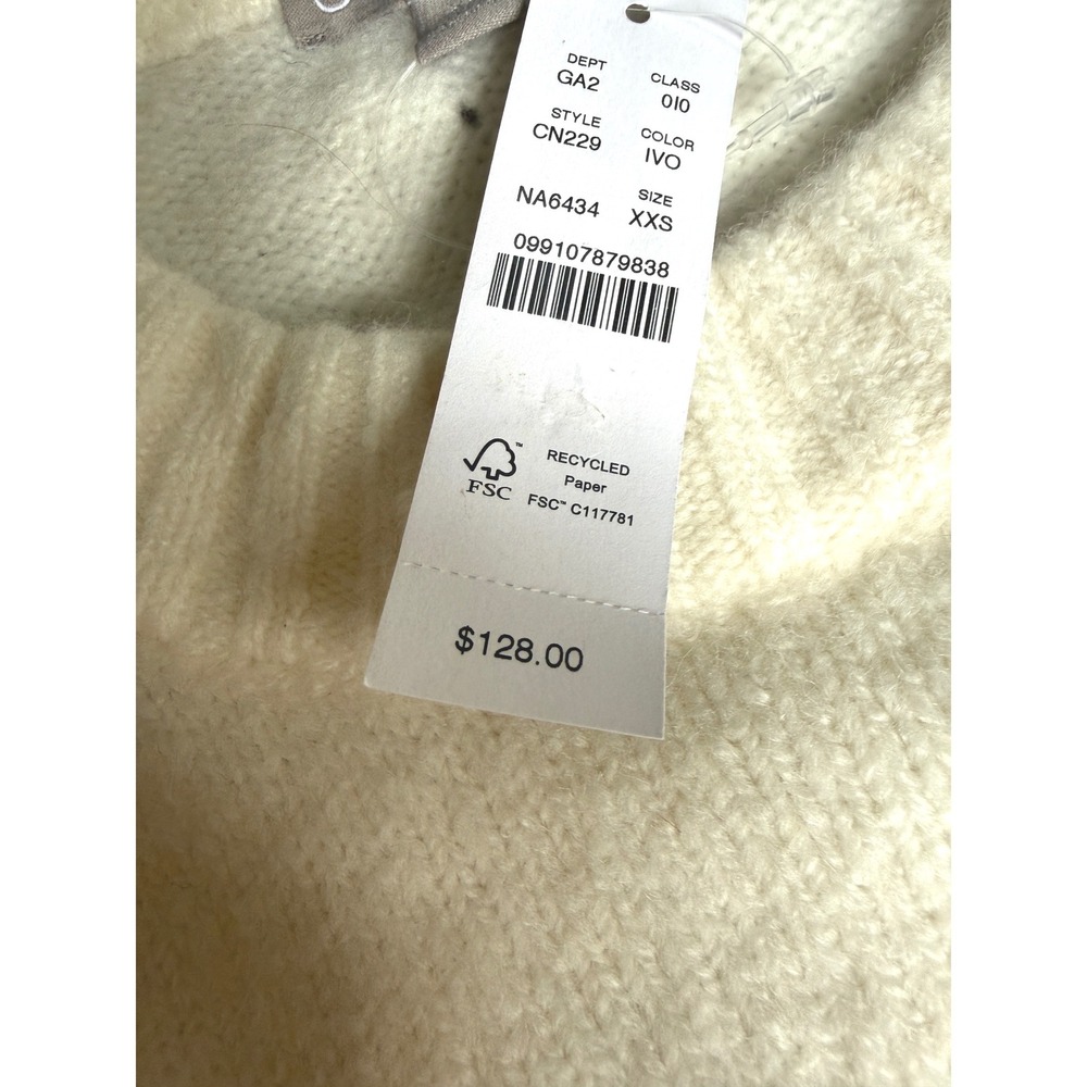 J CREW Relaxed crewneck pullover sweater NWT XXS ivory - Picture 7 of 8